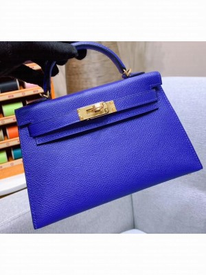 Hermes Mini Kelly II Bag in Original Epsom Leather Blue