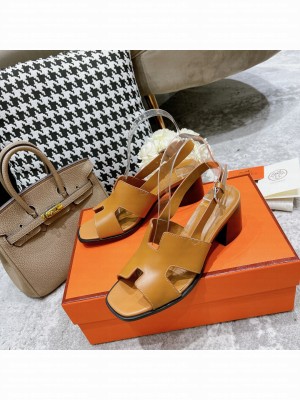 Hermes Elbe 6cm Sandals Brown