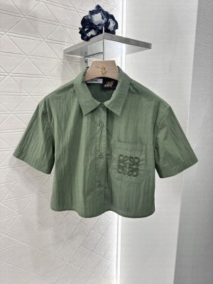 Loewe Short sleeve shirt in cotton blend Sage