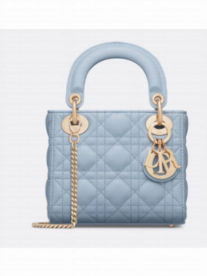 Mini Lady Dior Bag Pale Blue Cannage Lambskin M0505O
