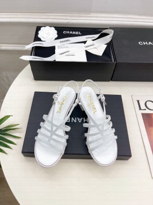 Chanel Block 5cm Heel Roman Sandals white 2025