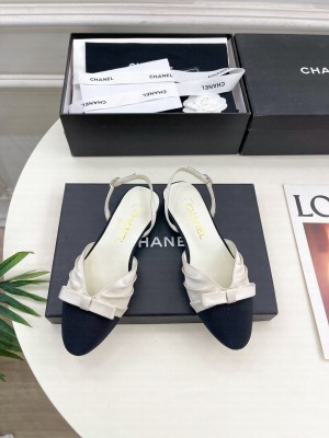 Chanel Satin & Grosgrain Slingbacks Flat White 2025 G45875