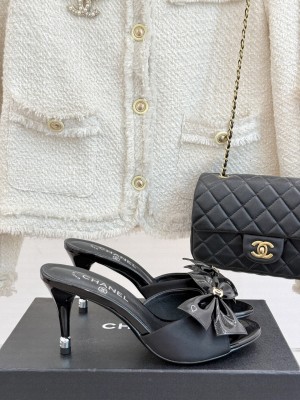 Chanel Patent Leather Bow 8cm Slide Mule Black 2025 