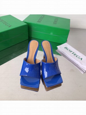 Bottega Veneta Stretch Patent Leather 9cm Mule Slide Royal blue Sandals 2022 Collection