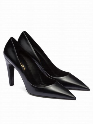 Prada Women's Brushed Leather Pumps 1I288N Black