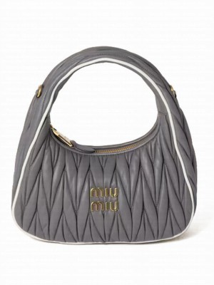 Miumiu Wander Matelasse Nappa Leather Bag 5BC125 Gray