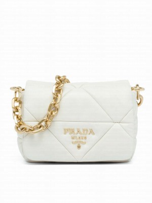 Prada System Nappa Patchwork Shoulder Bag 1BD292 White