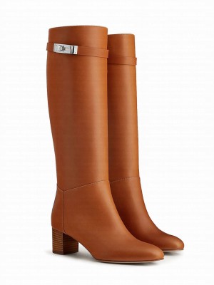 Hermes Women's Story 50 Boot Coffee