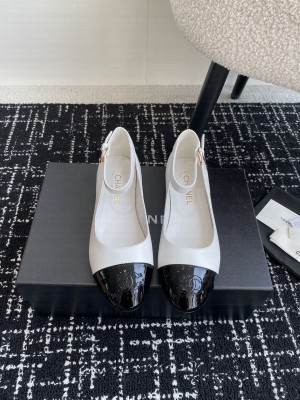 Chanel Mary Janes Calfskin Embossed Pearl Chain Black