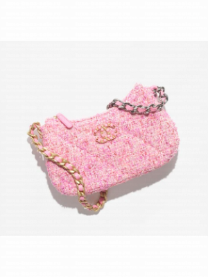 CHANEL 19 CLUTCH WITH CHAIN AP3763 Pink & Ecru