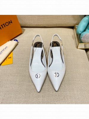 Louis Vuitton Magnetic Slingback Pump 3.5cm in Patent Calf Leather White 2022 Collection
