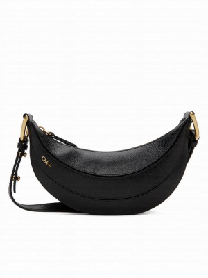 Chloe Banana Cross-Body Bag In Grained Leather Black