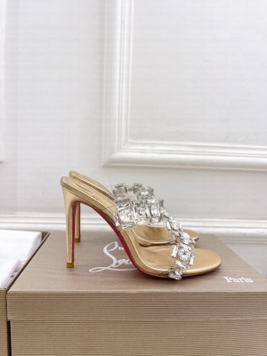 Christian Louboutin Just Jewel 105 crystal-embellished PVC and leather Mule gold