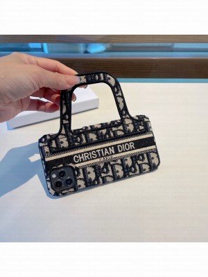 Dior Book Tote Shaped iPhone Case in Black Oblique Canvas 2021 020
