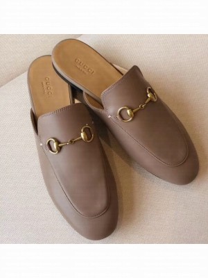 Gucci Women's Princetown Horsebit Slipper Leather Coffee