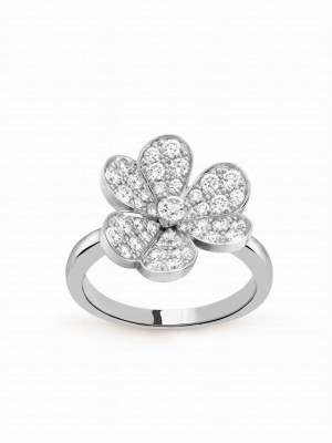 Van Cleef & Arpels Women's Frivole Ring, 1 Flower Silver