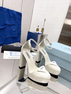 Padded Heel 12CM Platform 7CM White sandals