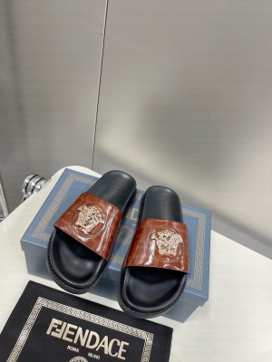 Versace x Fendi Unisex Fendace Flat Slide Sandals 2022 Collection 011