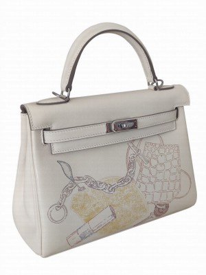 Hermes Kelly 25 Retourne In & Out handbag Cream