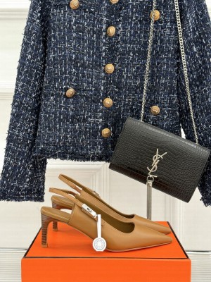 Hermes Lover 80 Slingback pump in Nappa leather with iconic Kelly buckle brown