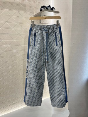 Christian Dior Dioriviera Flared Pants Blue and White Dior Oblique Jacquard Technical Taffeta