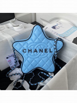 Chanel 24C Star Handbag - Lambskin & Guns-Tone Metal AS4579 Blue