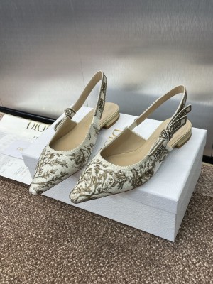 Dior J'Adior Slingback Flat White and Gold-Tone Millefiori Jacquard 2025