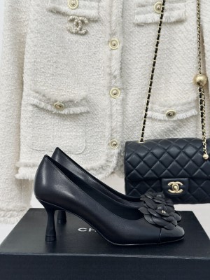 Chanel Ballerina Camellia 7cm Pumps Black