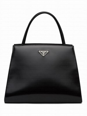 Prada Brushed Leather Handbag 1BA321 Black