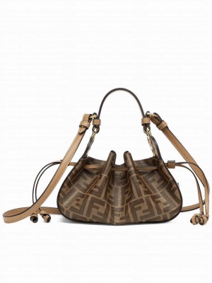 Fendi Pomodorino FF Fabric Mini Bag 8BS059 Coffee
