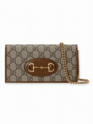 Gucci Horsebit 1955 Chain Wallet Light Coffee