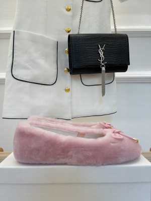 CELINE SHEARLING FLATS PINK