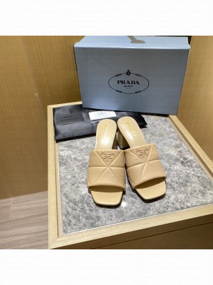Prada Quilted leather 65 mm Block-Heel slides sandals Mule 2022 Collection 04