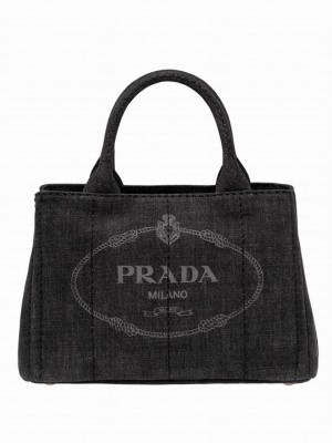 Prada Denim Tote 1BG439 Dark Gray