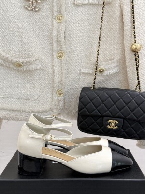 Chanel Women's Lambskin Mary Janes Pumps white
