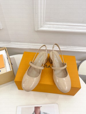 Louis Vuitton Romy Slingback Patent Leather Nude Pump 