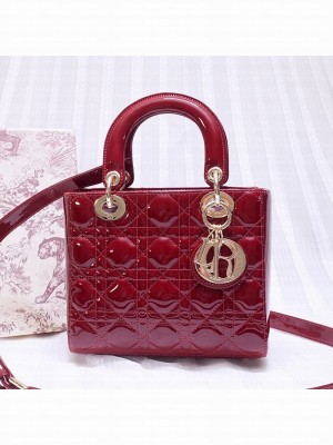 Dior Lady Dior Bag in Patent Leather 20cm Red 2019 Collection