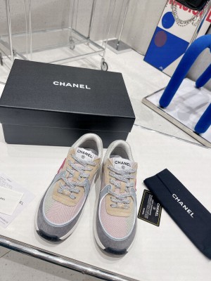 Chanel Fabric Sneakers G39597 Gray/Pink