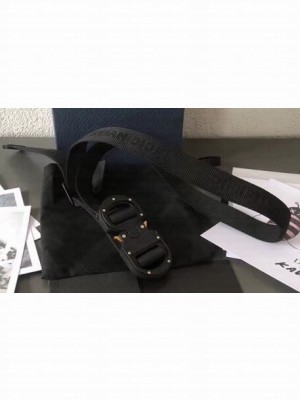 Dior Width 2.5cm Belt with Round CD Buckle in Canvas Black 2019