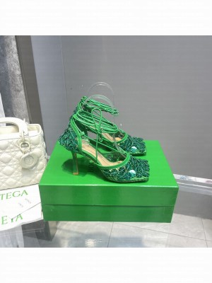 BOTTEGA VENETA MIRROR STRETCH SANDALS GREEN 2022 COLLECTION