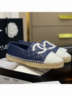 Chanel CC Quilted Lambskin Espadrilles Navy Blue Spring/Summer 2021 Collection 36
