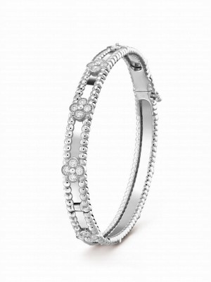 Van Cleef & Arpels Women's Perlee Sweet Clovers Bracelet, Extra Small Model Silver