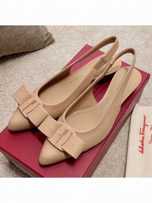 Salvatore Ferragamo Viva Lambskin Bow Slingback Nude Spring/Summer 2021 Collection