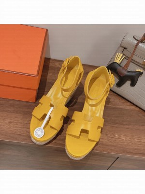 HERMES HEEL 8.5CM PLATFORM 5CM ELDA WEDGE ESPADRILLES 011