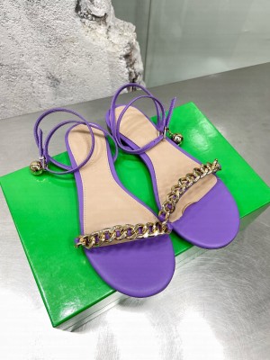 Bottega Veneta Dot Leather Chain Flats Sandals 2022 Collection Purple