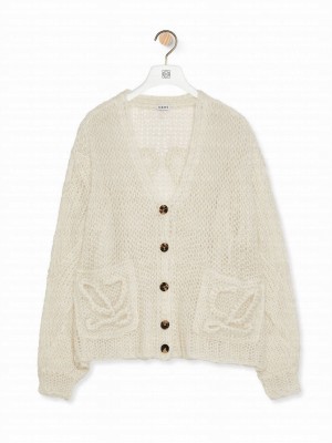 Loewe Women's Anagram Cardigan In Mohair Cream