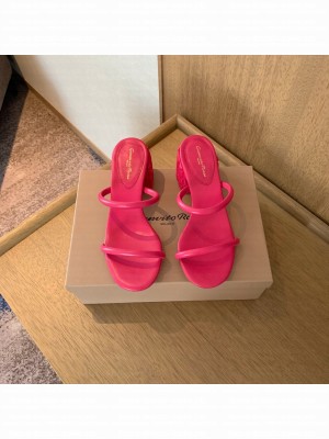 GIANVITO ROSSI FLOREA slip-on 60mm two slim rounded leather straps sandal pink 2022 Collection