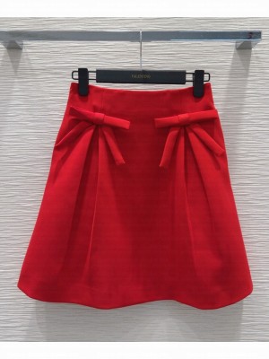 Valentino Women's Crepe Couture Skirt Red