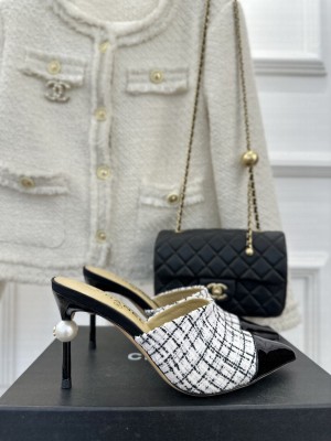Chanel Pearl Heel 8.5cm Slide Mule 03