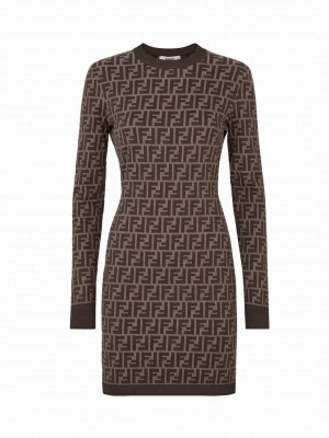 Fendi Women's FF Cotton Short Dress Brown